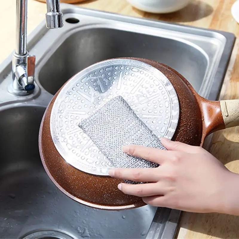 

3Pcs/Set Kitchen Scrubbing Sponge Steel Wire Dish Brush Cleaner Scouring Pads