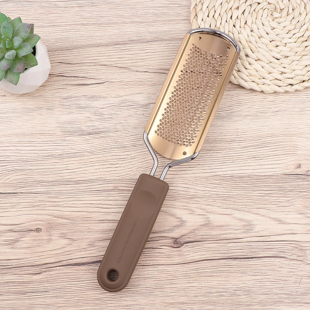 

1pc Multifunctional Stainless Steel Foot Exfoliator Grinder Dead Skin Callus Remover for Man Woman (Rose Gold with Square Hole)