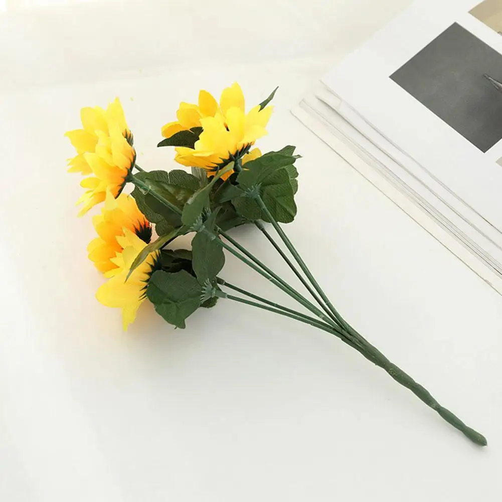 1 букет желтых шелковых подсолнухов искусственные цветы для вечерние ринки