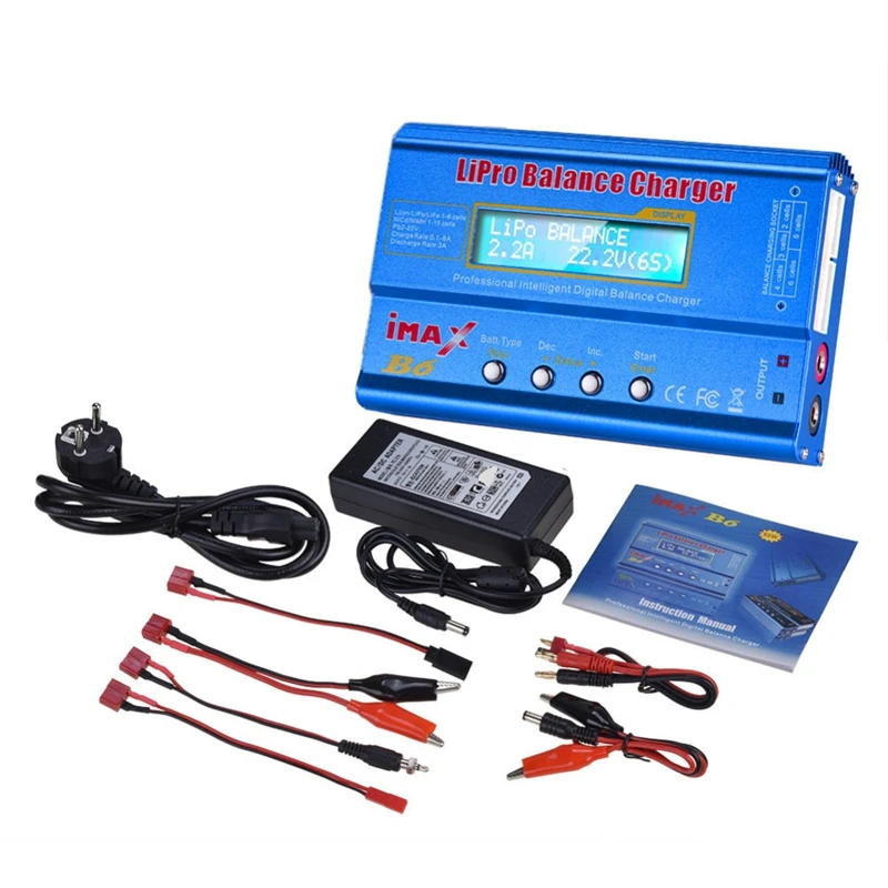 

HTRC IMax B6 Balance Charger 80W 6A Model Li-Po/Li-Fe/Ni-MH/Li-Lon/Ni-Cd/PB Battery Charger T Plug with 15V/66A Adapter