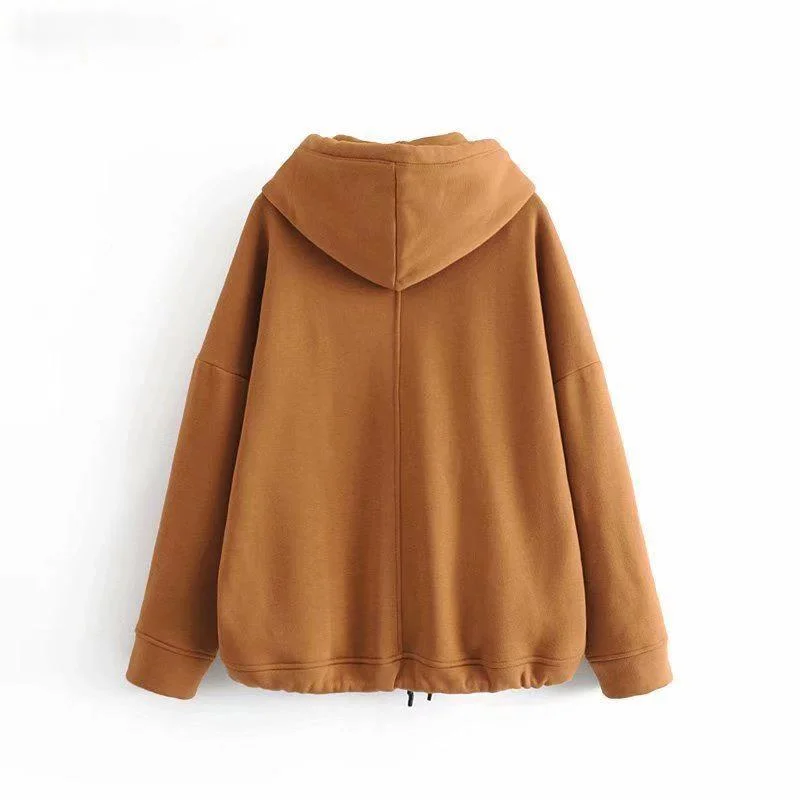 

Solid Color Leisure Sports Hoodie Hem Drawstring Adjustable Range Hoodie Long Sleeve Oversized Large Pocket Casual Pullover