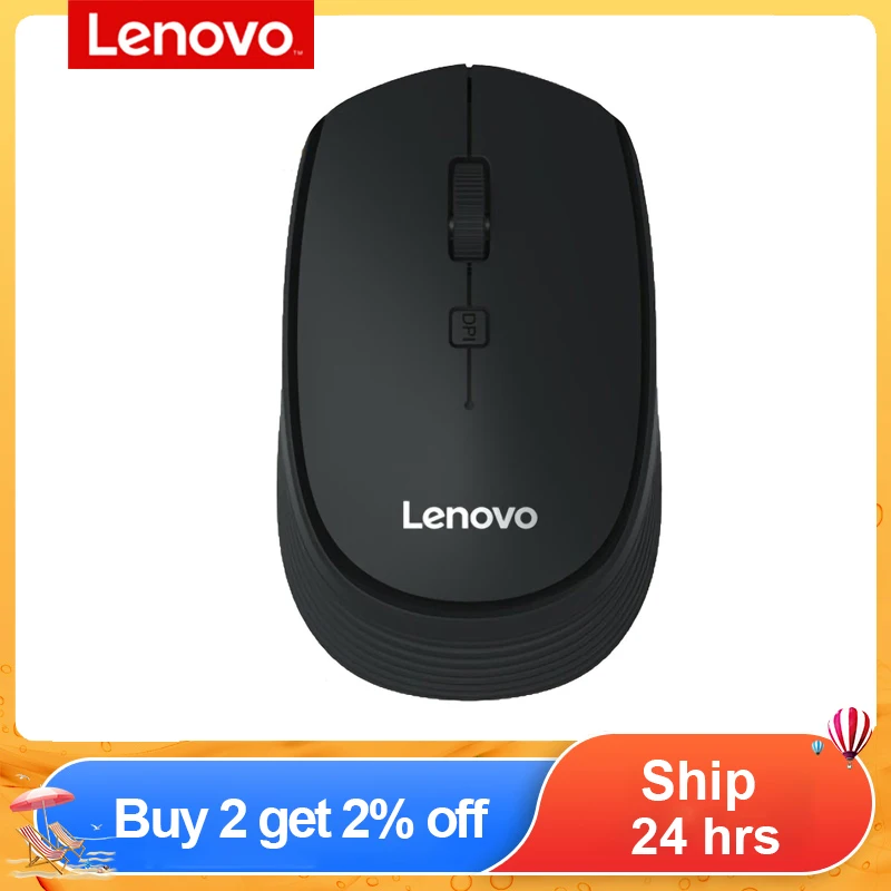 Lenovo M202 беспроводная мышь 2,4G оптическая компьютерная Mouse1600 DPI регулирующая эргономичная переносная игровая мышь для ПК, ноутбука - изображение