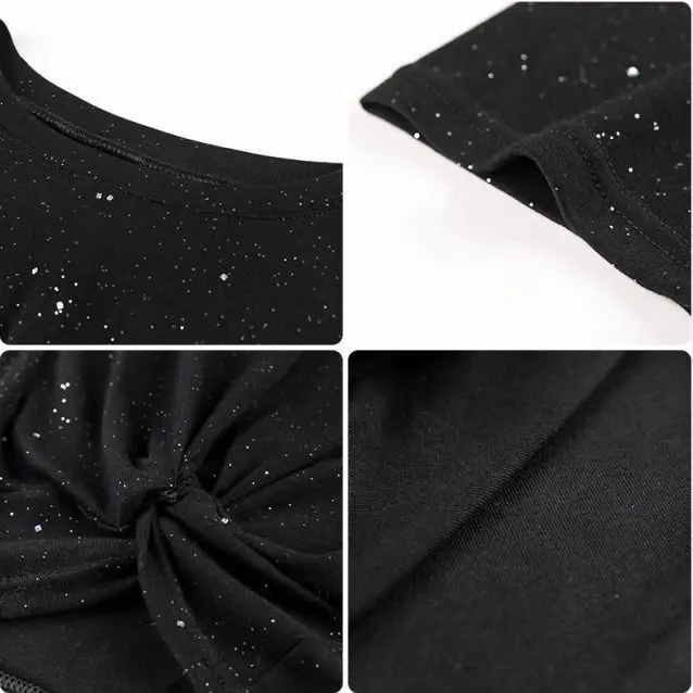 Женский пуловер с блестками футболка коротким рукавом и принтом в виде