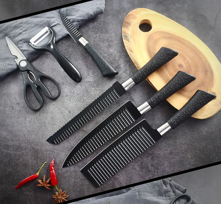 Волнистые ножны из нержавеющей стали набор инструментов для приготовления пищи 6