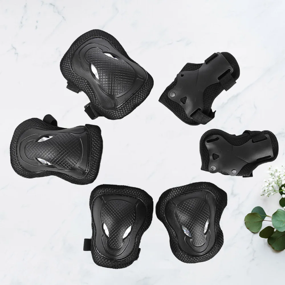 

6Pcs Sports Protective Gear Kit Knee Protector Elbow Pads Set Wrist Brace Set Size Black