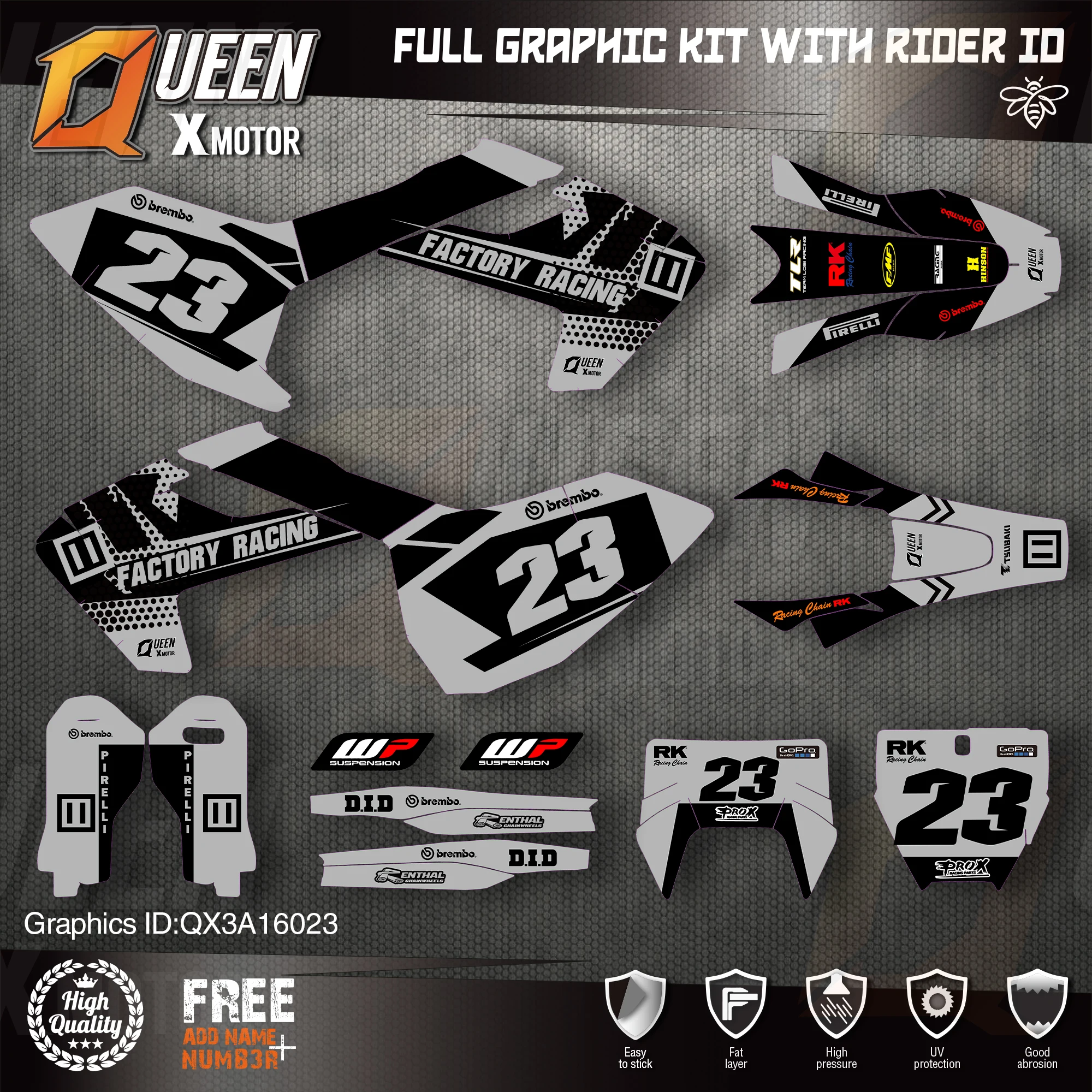 Графические наклейки QUEEN X MOTOR Custom Team набор наклеек 3M для Husqvarna Decal 2016 18 TC FC TX FX FS 17 19 TE