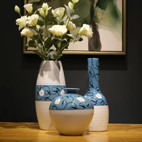 traditional decoration white and blue bottle long neck ceramic vases for home decor flower arrangement accessories