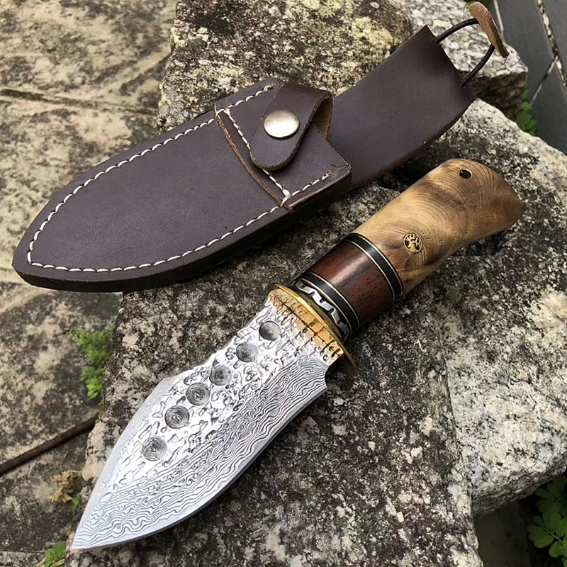 Дамасский стальной нож высокой твердости острый ранцеобразный уличный для