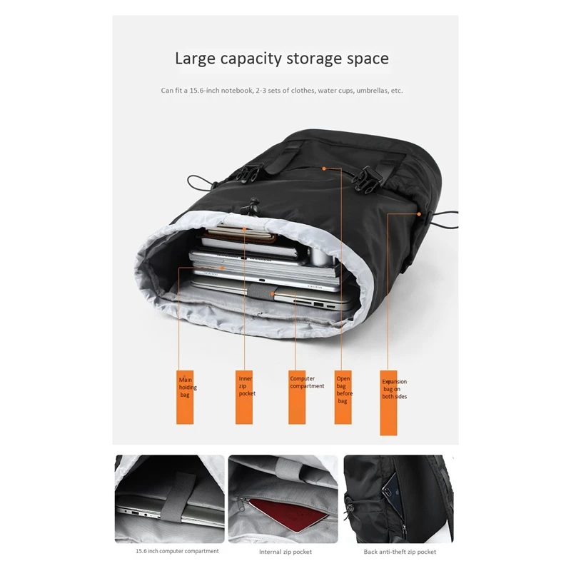 

Fashion Men's Backpack Nylon Waterproof Anti-Theft Laptop Computer Backpack Large Capacity Men's Leisure Travel Bag