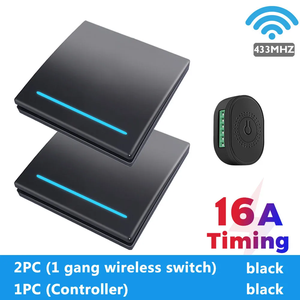 

16A Button On-Off Wireless Switch 433mhz Dual-Control Button On-Off Switch Panel Mini Remote Timing Function Modification