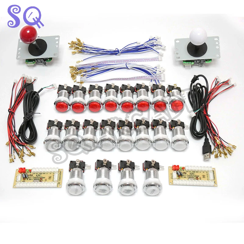 

Arcade DIY KIT Zero Delay Usb Encoder kit to PC Rasberry Sanwa Joystick Silver plated button 2 Players For arcade Cabinet