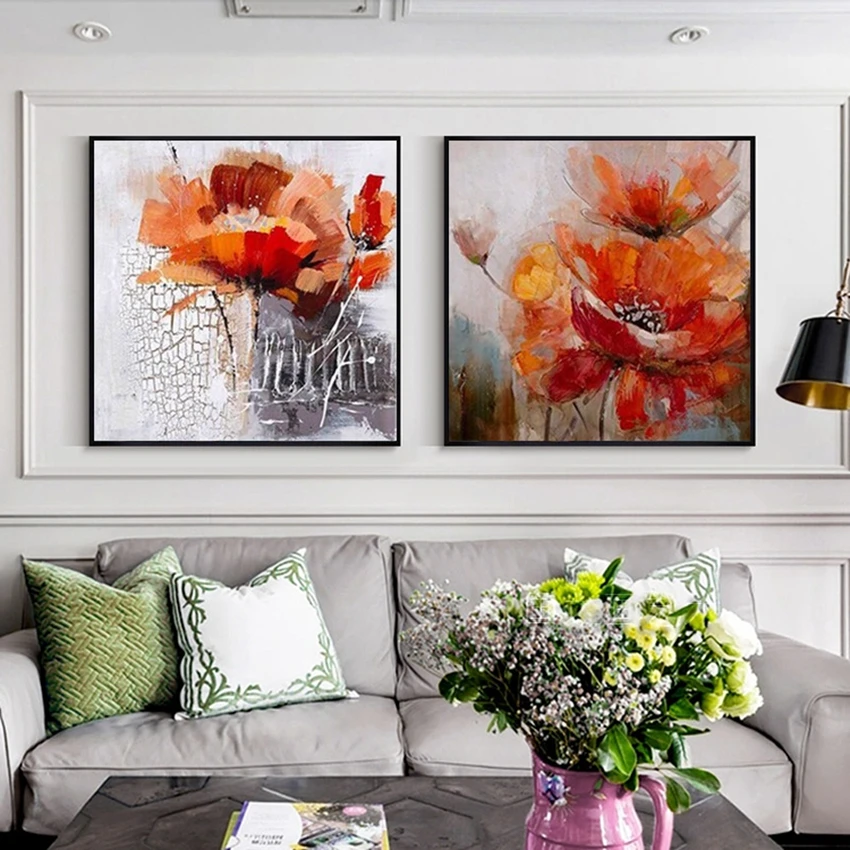 

Beautiful big flowers for wall decoration 100% Handmade oil painting on canvas wall art picture poster for living room bedroom