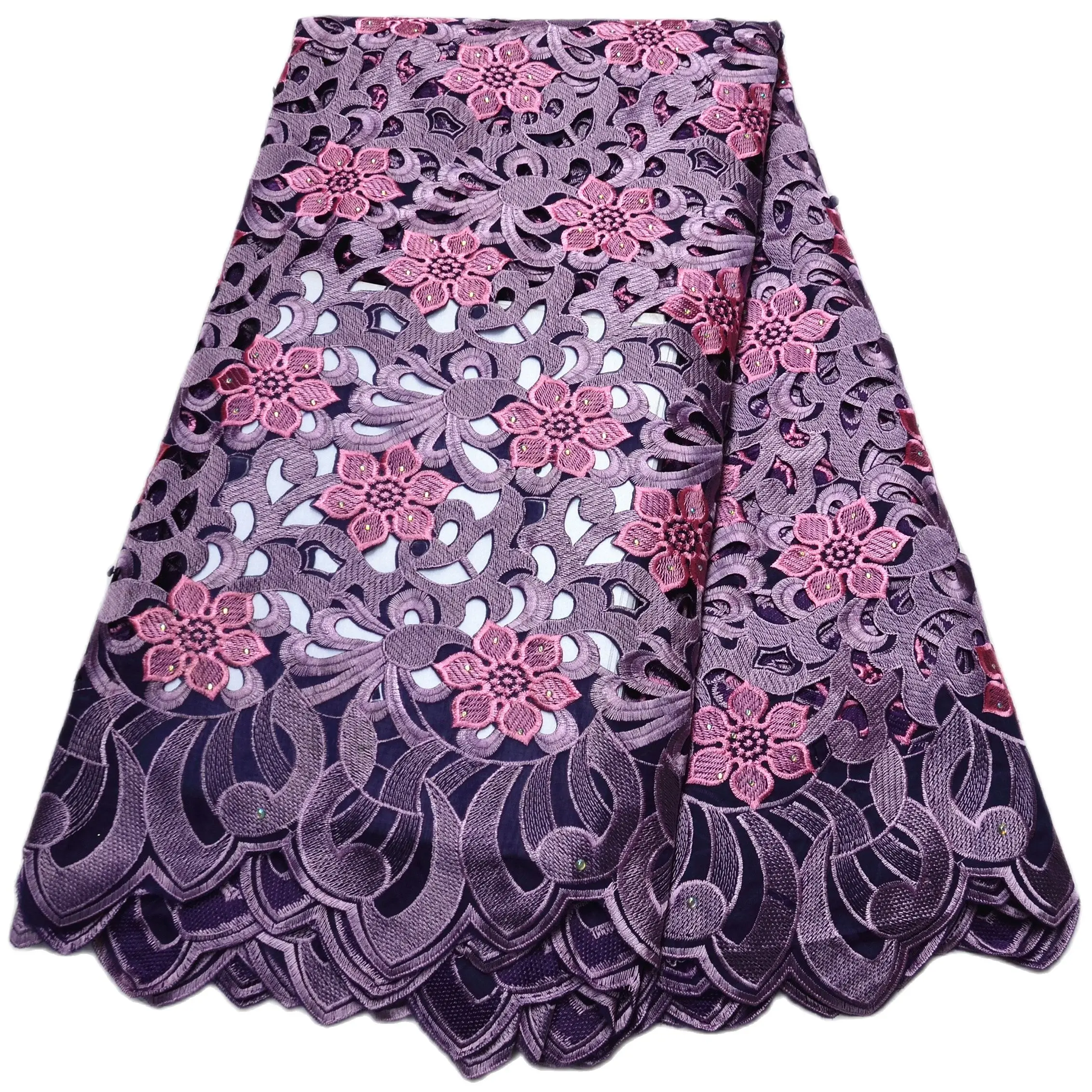 

Хлопковая кружевная ткань с вышивкой и отверстиями, в нигерийском стиле, швейцарская вуаль, кружевная ткань с камнями для платья, 2021