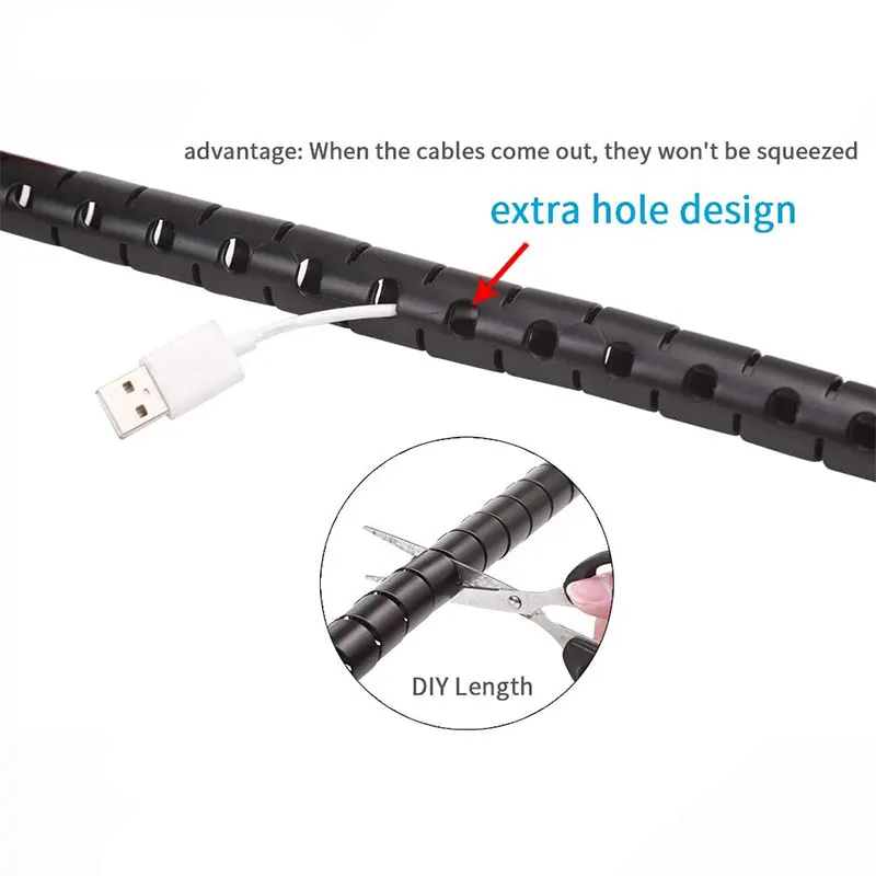 6.56FT Cable Management Sleeve Cord Bundler with Zip Clip Zipper Wire Wrap Organizer Cabler for TV Computer Cinema | Строительство и