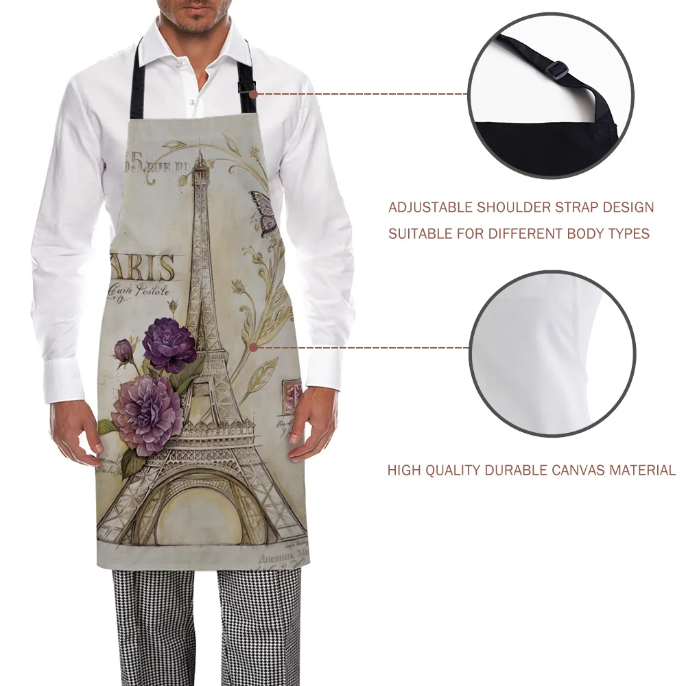 Винтажные Кухонные фартуки с принтом в виде башни Парижа и бабочек Прочный