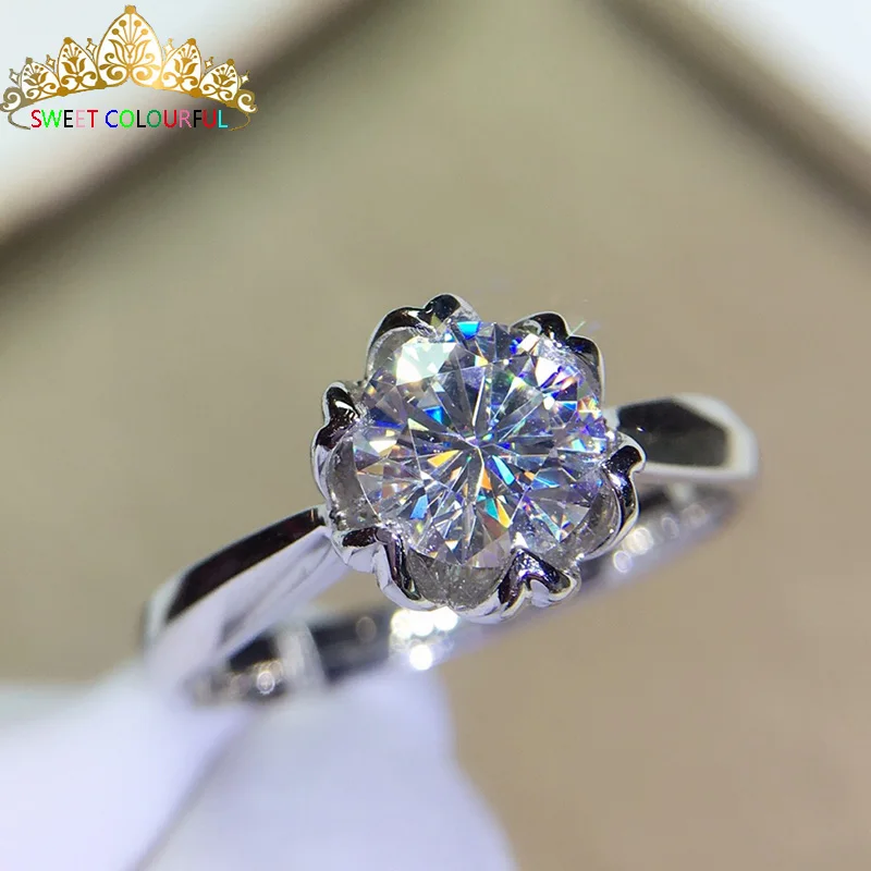 Обручальное кольцо с муассанитом 9K Gold 1ct D color VVS1 обручальное национальным