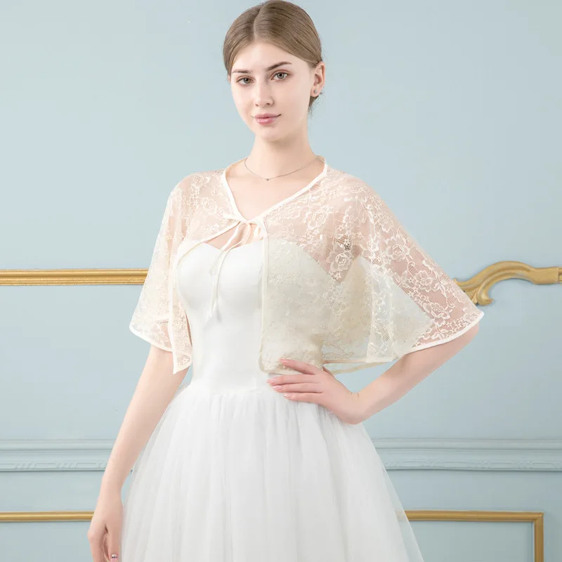 JaneVini винтажные Летние черные кружевные свадебные обертывания и шали короткие