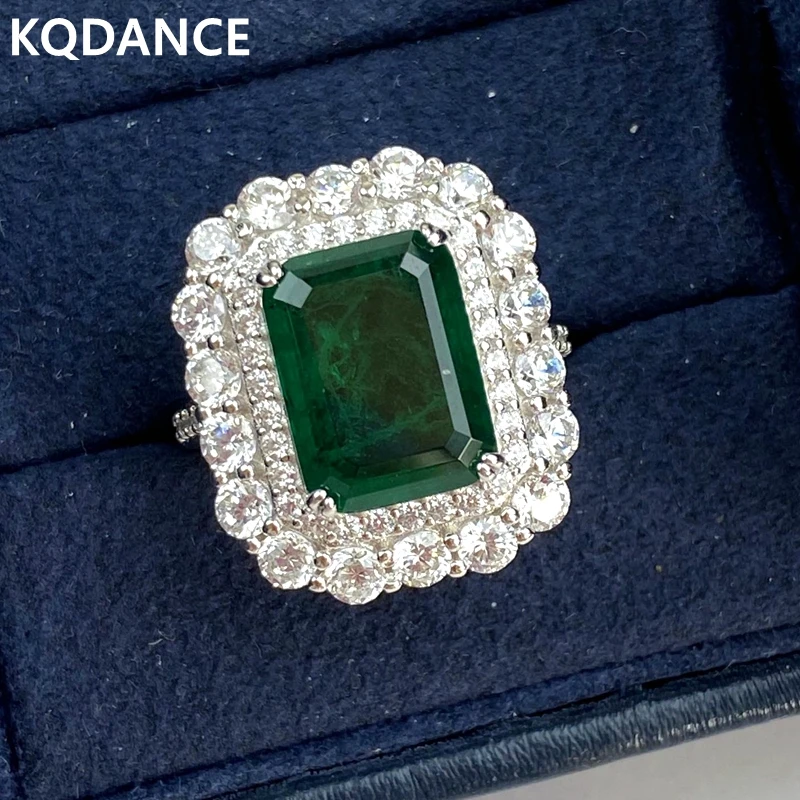 

18k позолоченный 100% реальные 925 пробы серебро с искусственными бриллиантами Изумрудное кольцо из драгоценных камней с большим каменным Юбил...