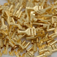 100pcslot gold brass car speaker electric wire connectors set female crimp terminal connector 4 8mm6 3mm
