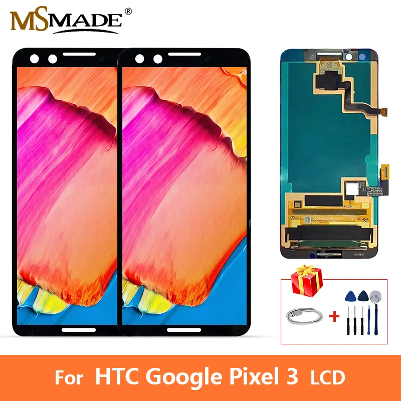 5," ЖК-дисплей для HTC Google Pixel 3 ЖК-дисплей сенсорный экран дигитайзер запасные части с рамкой+ подарок