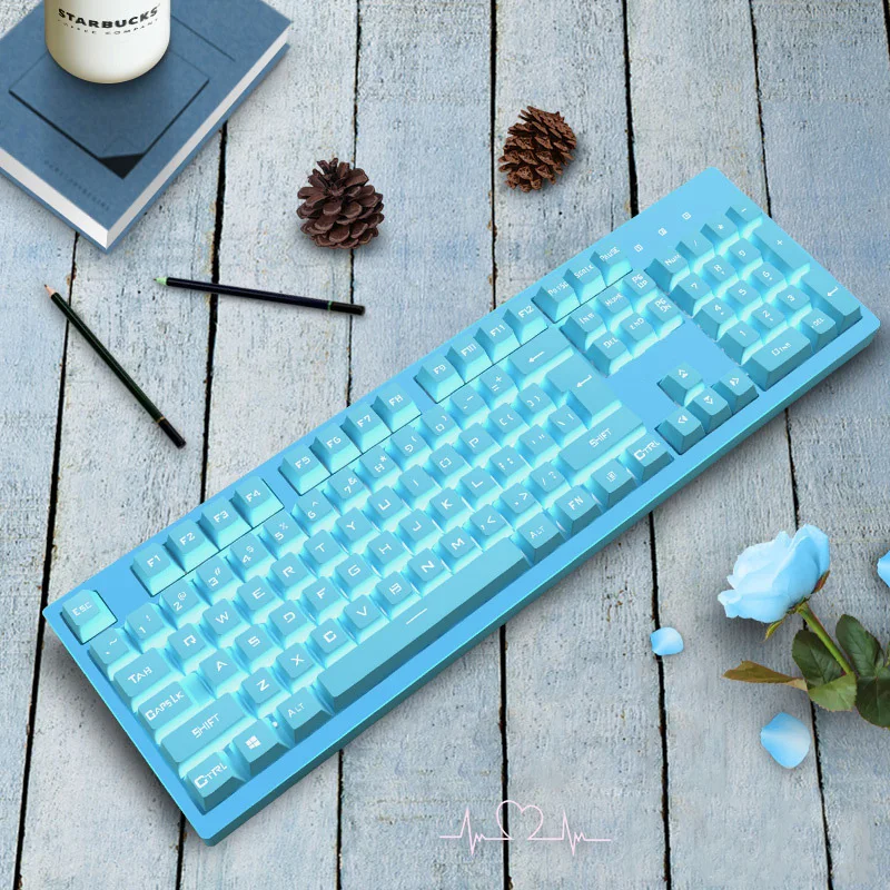 USB Проводная игровая клавиатура с подсветкой PC Gamer 104 Keycaps Механическая для