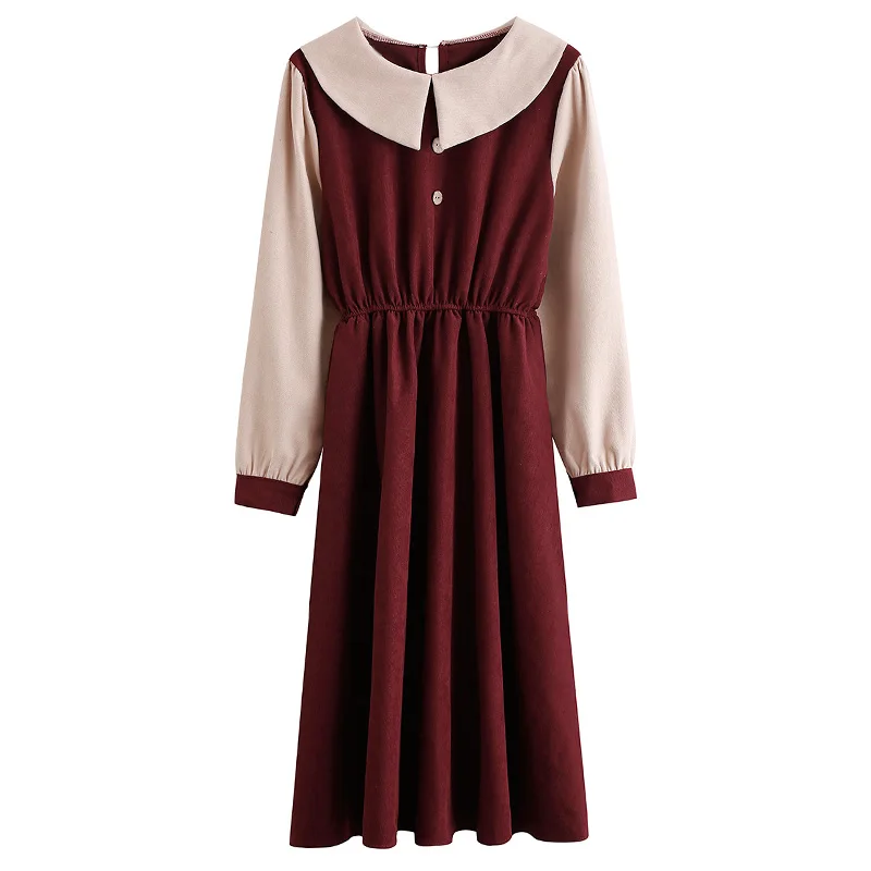 

COIGARSAM French Style Solid Women Long dress New Spring Dresses Black Bordeaux Red x3792