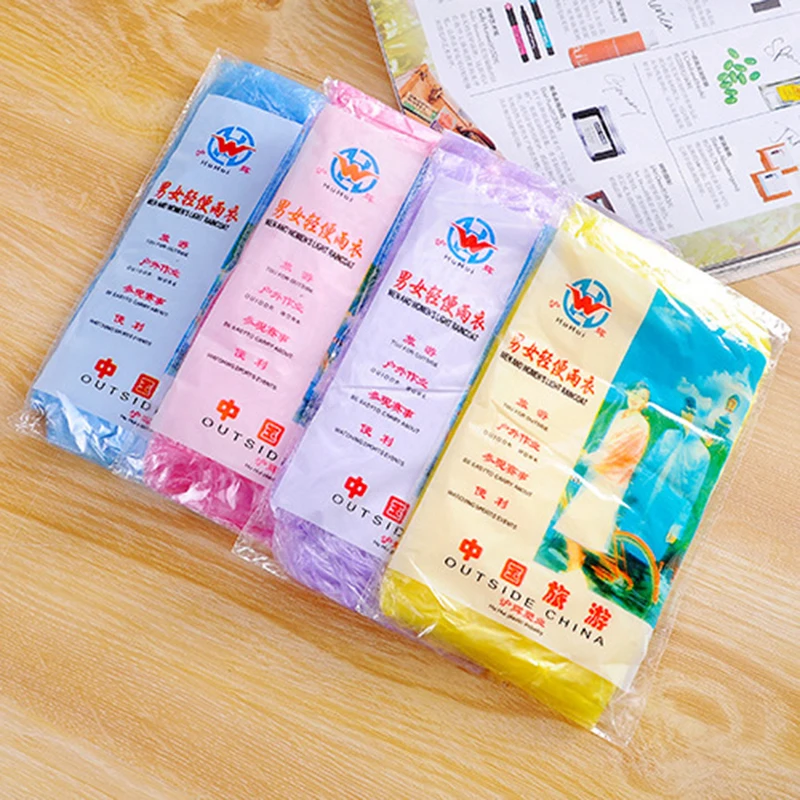 

1/10 Pcs Disposable Raincoat Adult Emergency Waterproof Hood Poncho Travel Camping Must Rain Coat Unisex Random Color