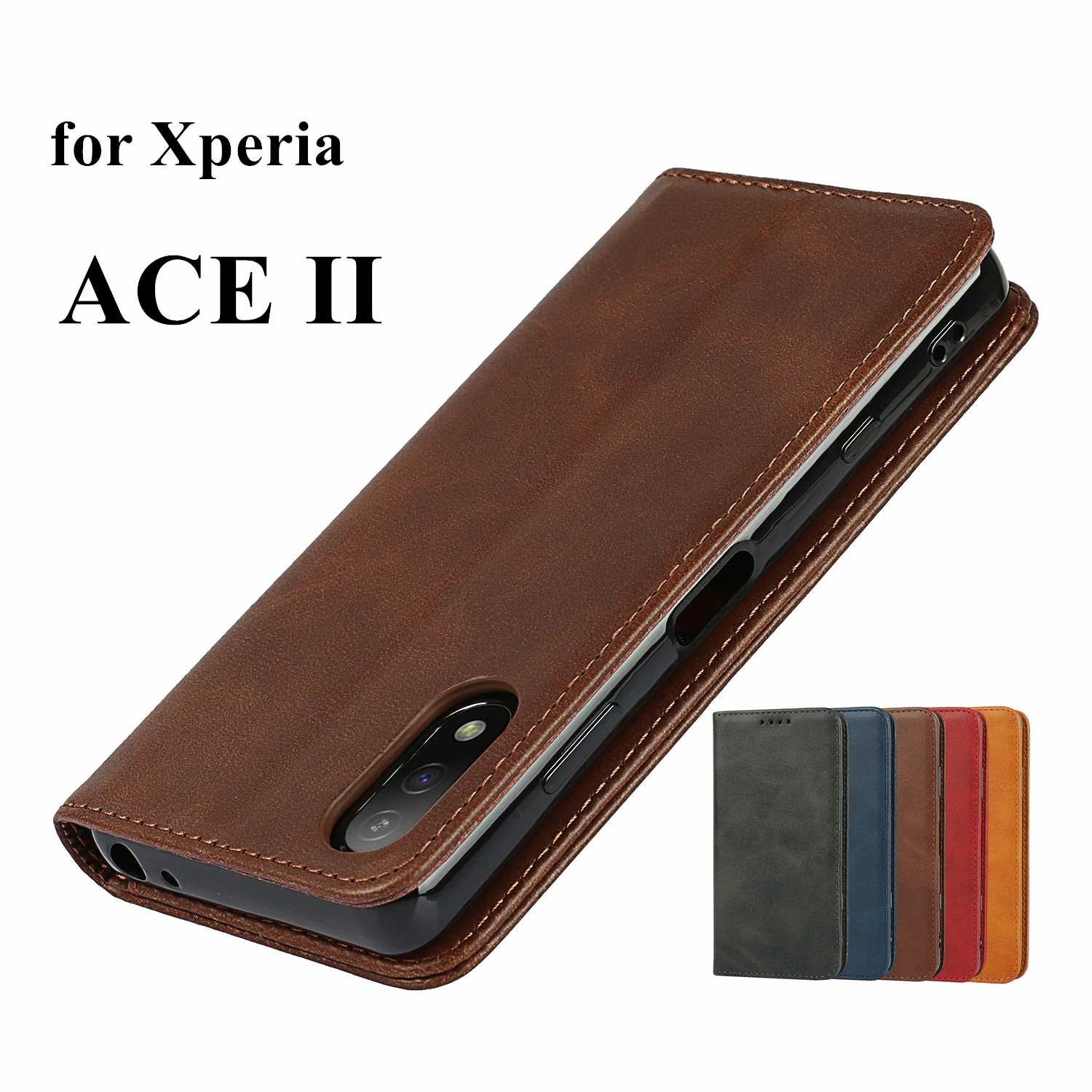 

Чехол-книжка для Sony Xperia Ace II, кожаный