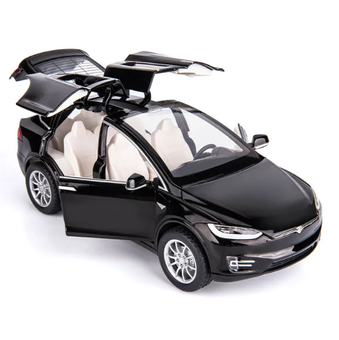 

1: 24 Tesla Model X90 Acousto Optic Return Force 6 Door Alloy Car Model Simulation Children's Toys Birthday Gift Black