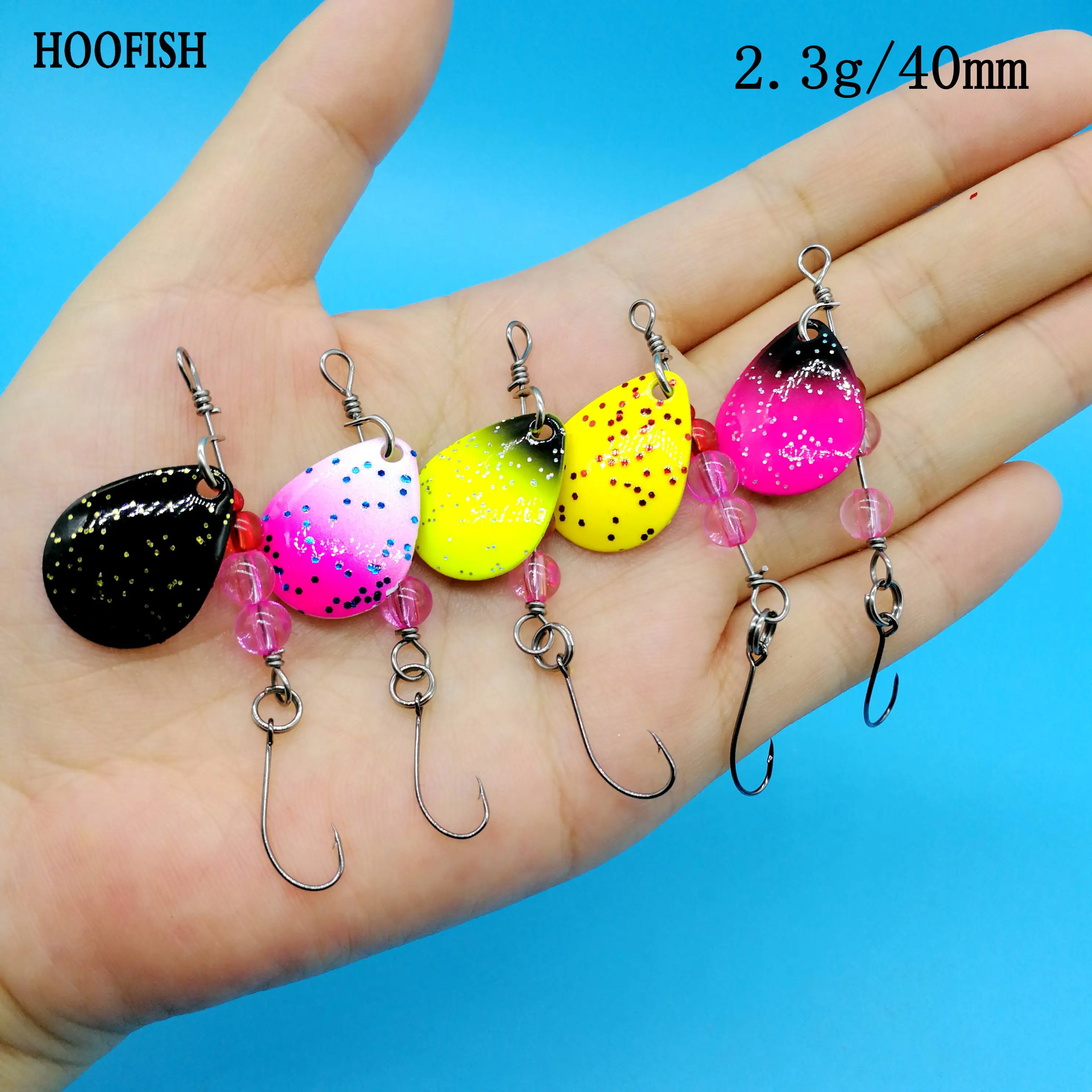 

HOOFISH 10PCS/LOT Mini Jig Fishing Lure 2.3g/40mm Spinner Spoon Hard Bait with Single Hook Crankbait Spinner Fishing Tackle
