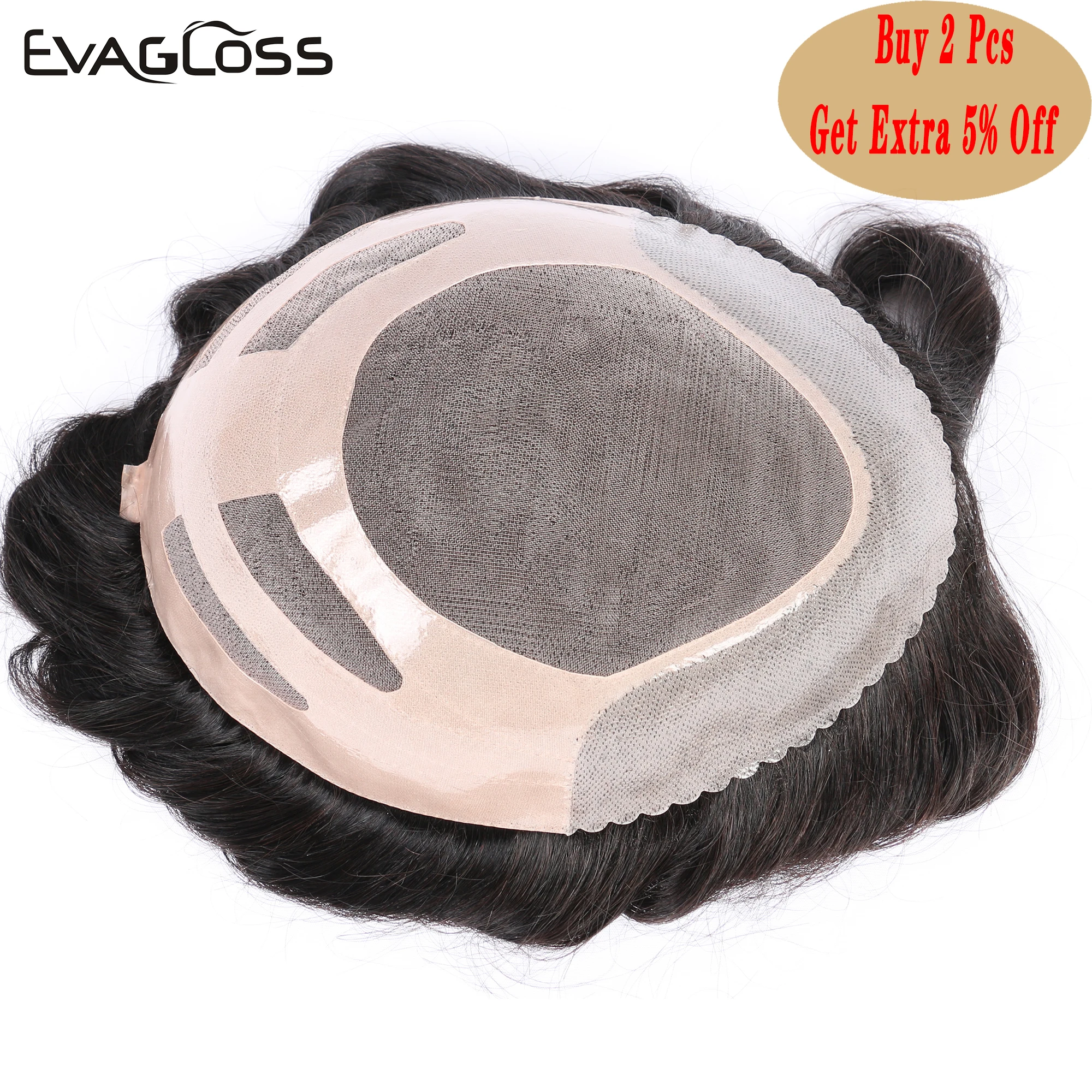 Мужской парик EVAGLOSS тонкий моно кружевной из натуральных волос ручной работы