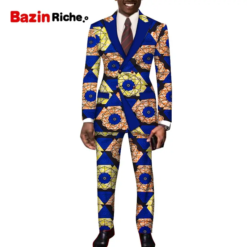 Анкара принт костюмы человек блейзер + брюки Комплект из 2 предметов фон под заказ