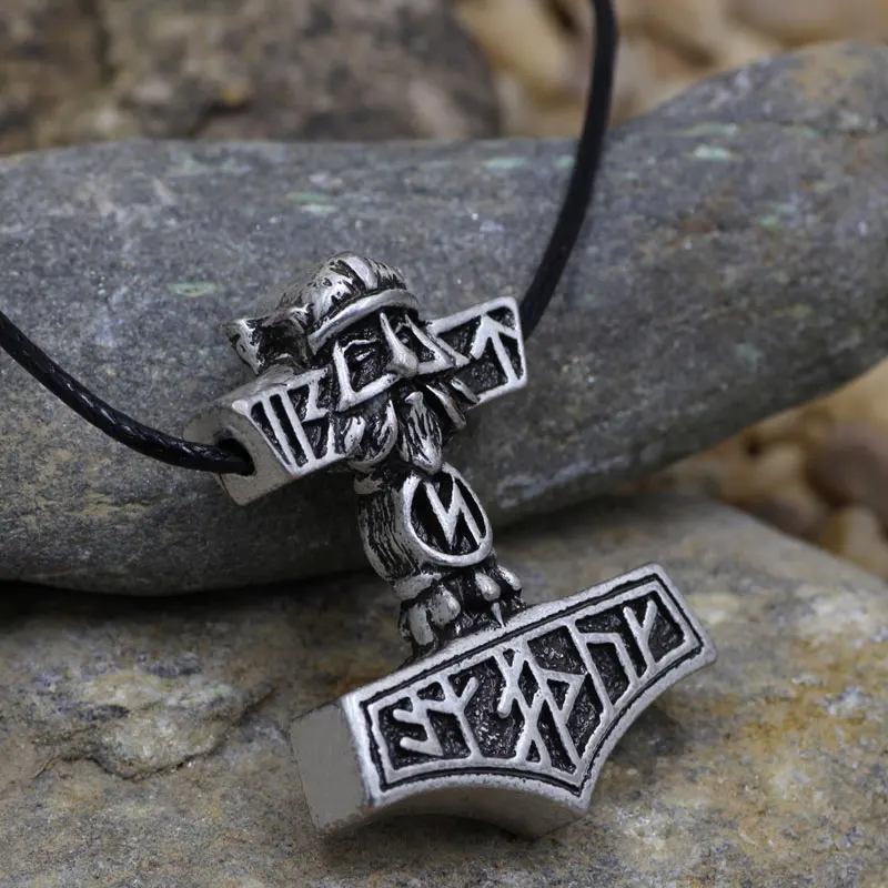 Thor Hammer Nodic Vikings Runes Wolf Head Pendant Necklace Mjolnir Viking Valknut Original Amulet Chain For Man Jewelry | Украшения и