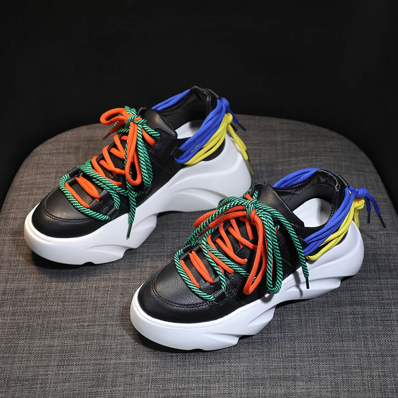 Женские беговые кроссовки с цветным кружевом 2020 стильные дышащие увеличивающие