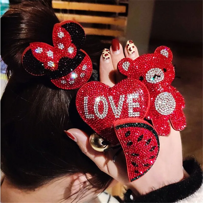 Новогоднее украшение для волос красная веревка головы мышки милый медведь