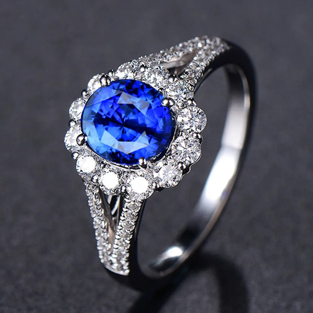 Сапфир драгоценный камень для женщин кольца белый цвет золотистый и голубыми