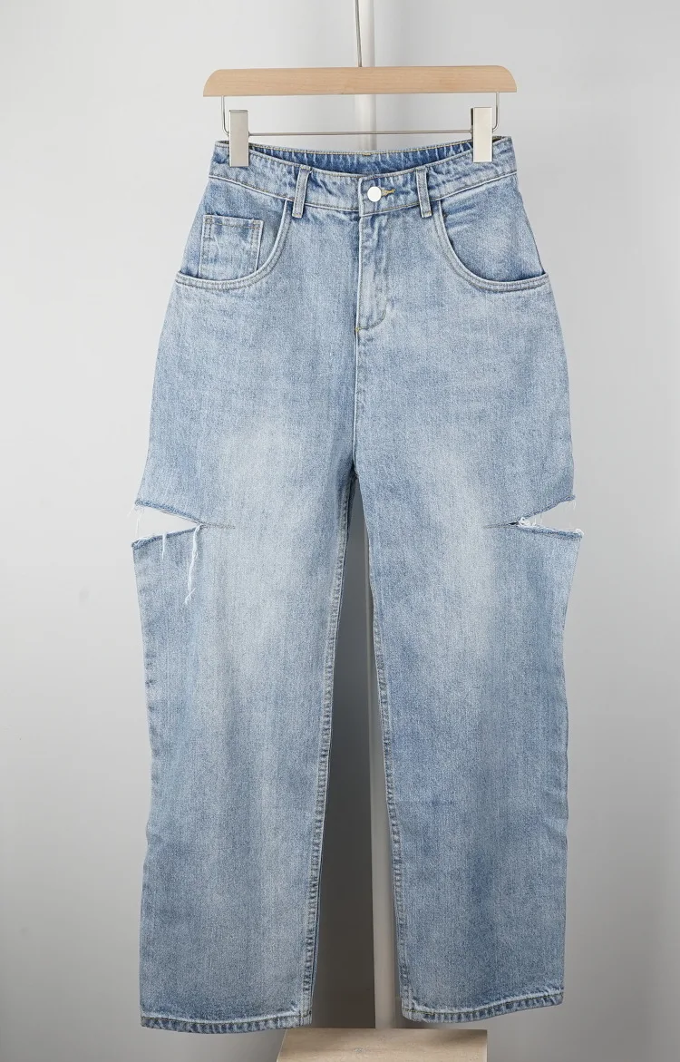 

2021 Women Jeans Spring and Summer New Pants High-waist Straight Wide-leg Jeans Trousers Women