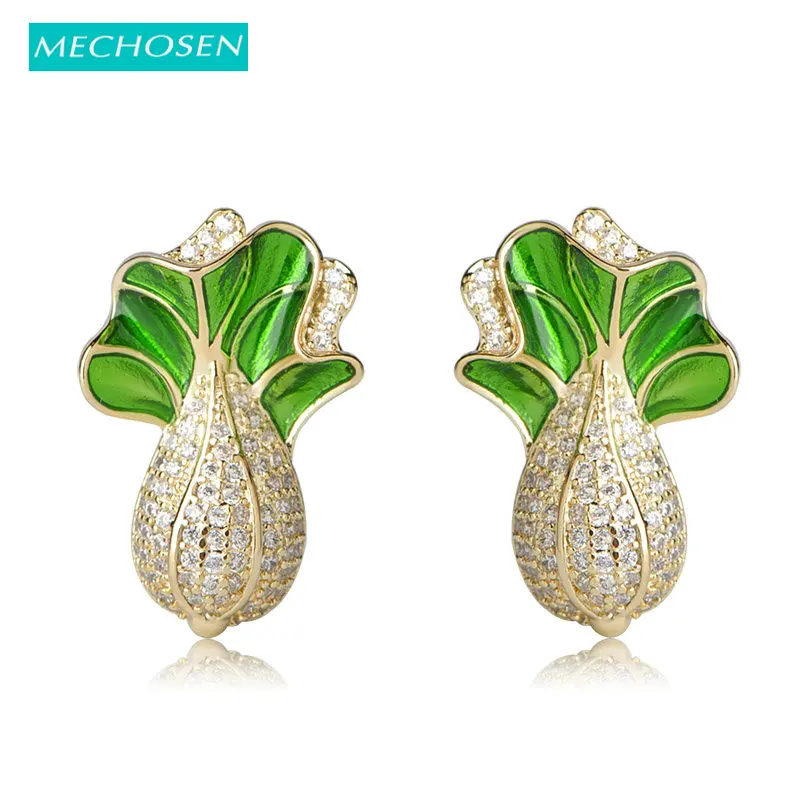 Женские серьги-гвоздики с фианитом золотого цвета | Украшения и аксессуары