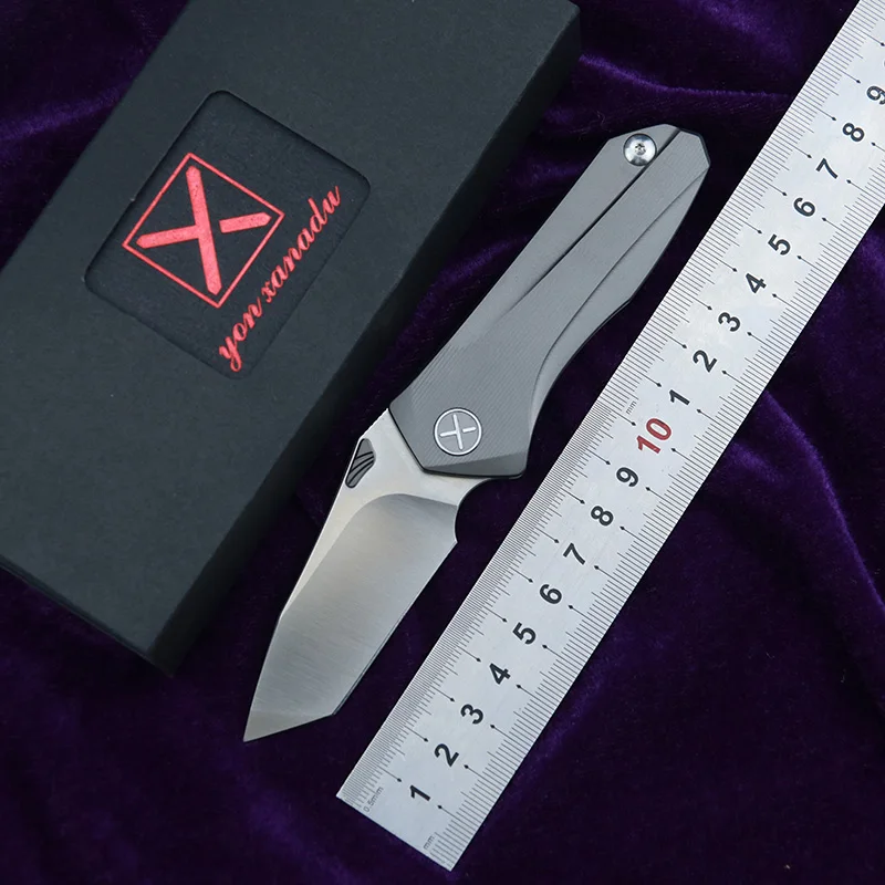 

LEMIFSHE YX-628 D2 blade ceramic bearing tactical folding knife TC4 titanium alloy handle outdoor camping hunting tool EDC