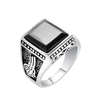 megin d new vintage luxury black gems silverd art carved alloy rings for men women couple family friemd fashion gift jewelry