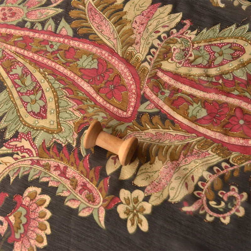 Шифоновый топ с тонкой текстурой в богемном стиле черная бронзовая одежда узором