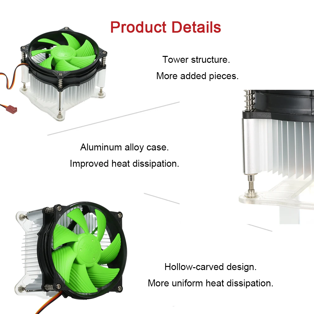 3-контактный вентилятор для процессора кулер быстрое отведение тепла низкий