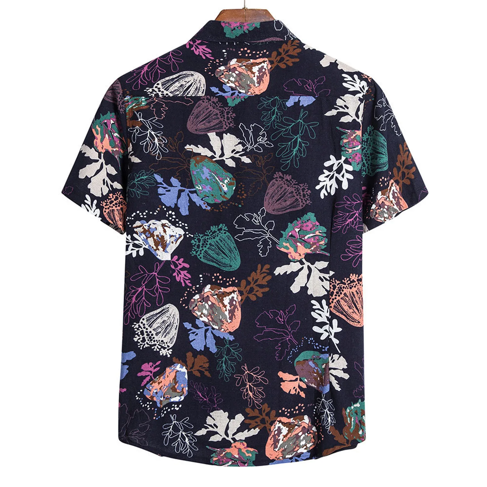 2021 Мужская Гавайская пляжная рубашка с цветочным принтом водолазка Повседневная