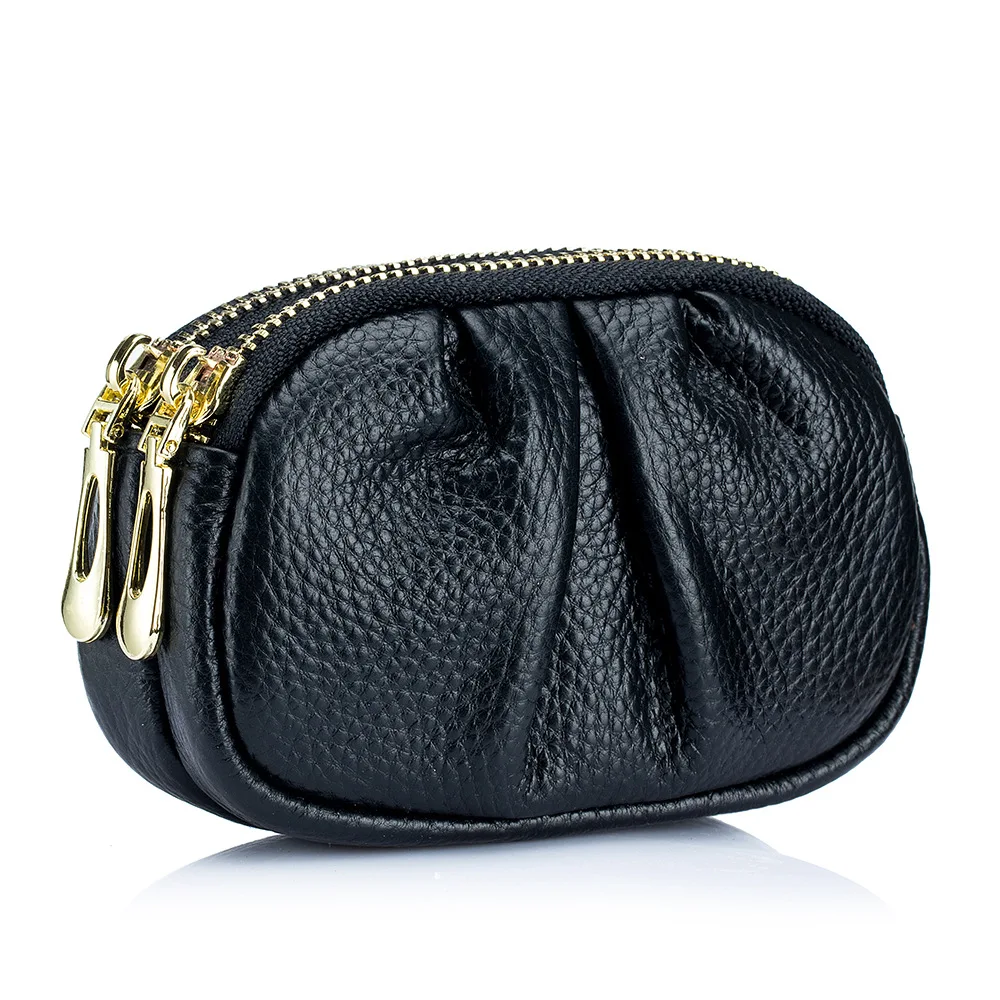 

Double Zipper Women Handbags Genuine Leather Female Purse Coin Purse Short Wallets Small Purse Zipper Clutch Bag Wallets