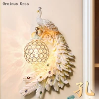 new creative colorful peacock crystal wall lamp living room corridor bedroom bedside lamp american golden phoenix wall lamp