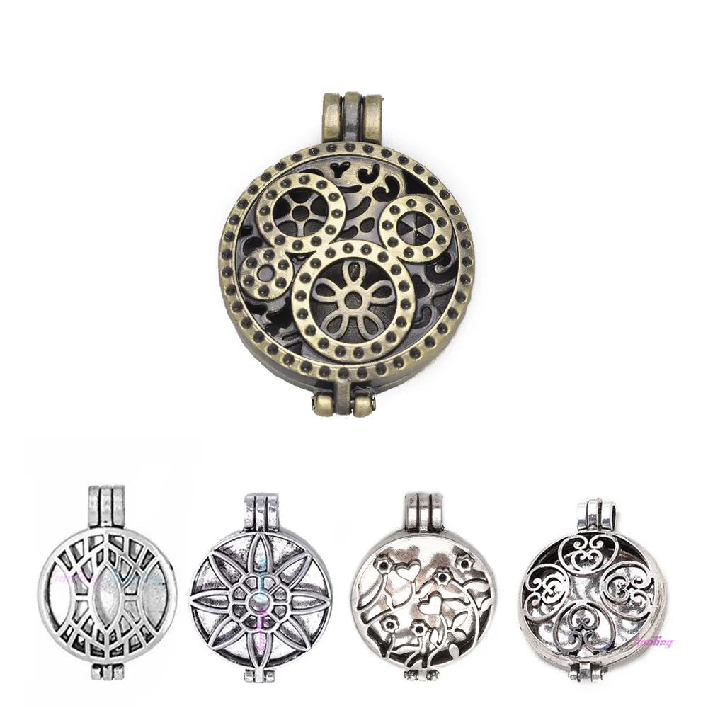 Круглые кулоны серебряного цвета для ароматерапии 10 шт. 32 мм|locket pendant|diffuser locketoil