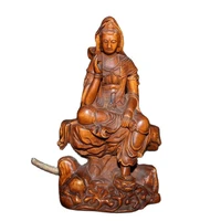 china old beijing old goods wood carving old boxwood machine sitting statue of guanyin bodhisattva statue