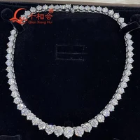 silver 925 hiphop jewelry graduated 5mm round full moissanite tennis necklace rhodium plated customize tennis chain link