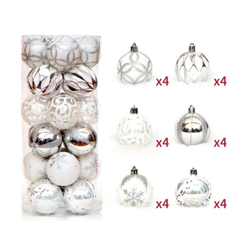 

24pcs 6 cm Christmas ball decorations 6 styles Christmas ball pendant decoration