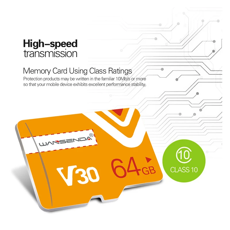 Распродажа оранжевые карты памяти Wansenda 4 ГБ 8 16 32 64 Micro sd TF карта ручка с бесплатным